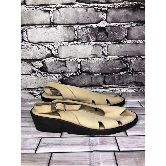 ZANTE Beige Tan Nubuck Leather Casual Wedge Strap Sandals Women Sz 39EU/8.5M US - Picture 9 of 16